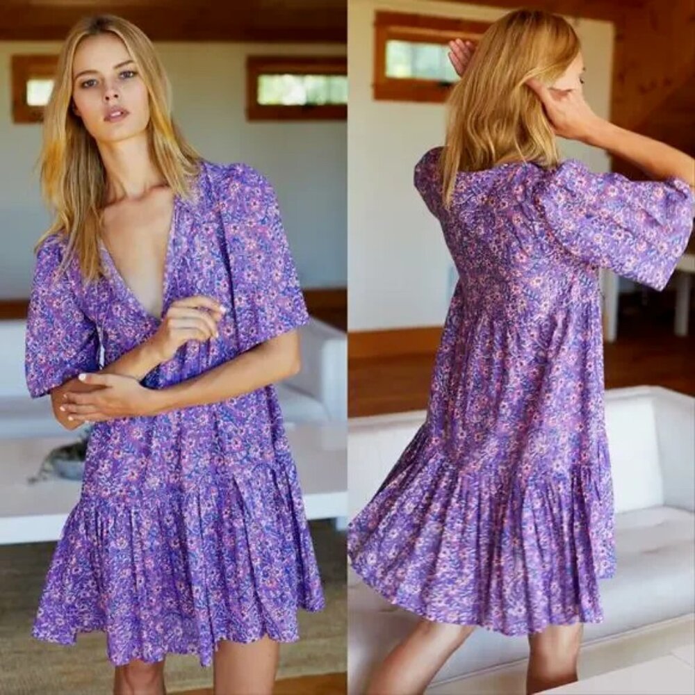 Emerson Fry Purple Floral Mini Dress